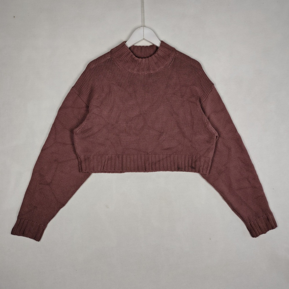 Wilfred Free Aritzia Cropped Mock Neck Knit Sweater Mauve Pink Medium